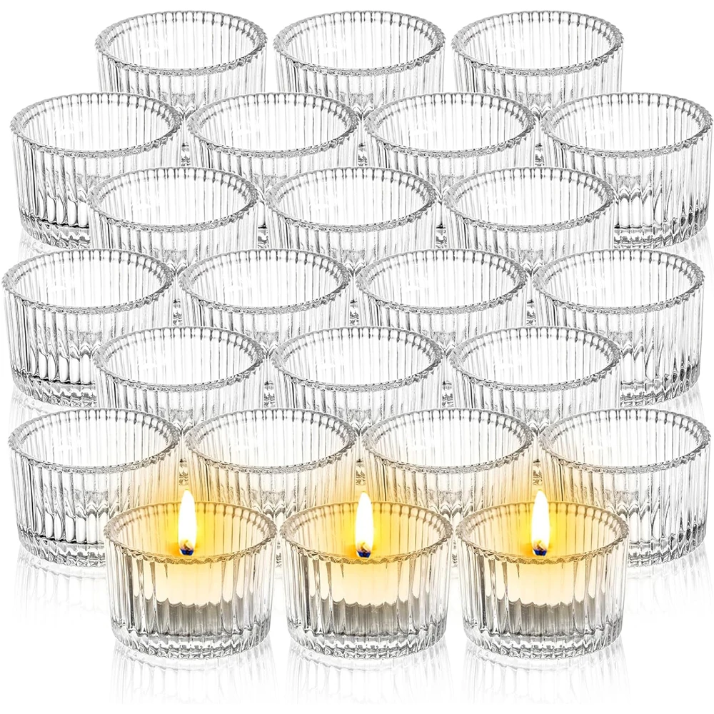 Candle Glass Supplies - 6/12個入り透明ティーライトキャンドルホルダー、テーブルセンターピース用ガラス製奉納キャンドルホルダー、家の装飾やパーティー用品に