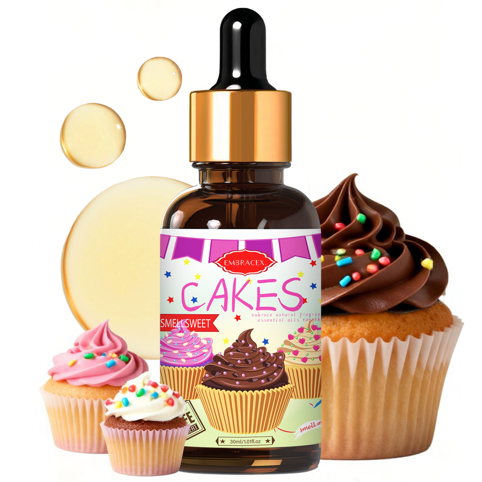 Candle Making Supplies Fragrance Oils - 30ml ケーキフレグランスオイル 車用アクセサリー、ディフューザー、DIYプロジェクト、キャンドル作り、友人へのギフト、温かい香り、アロマセラピー