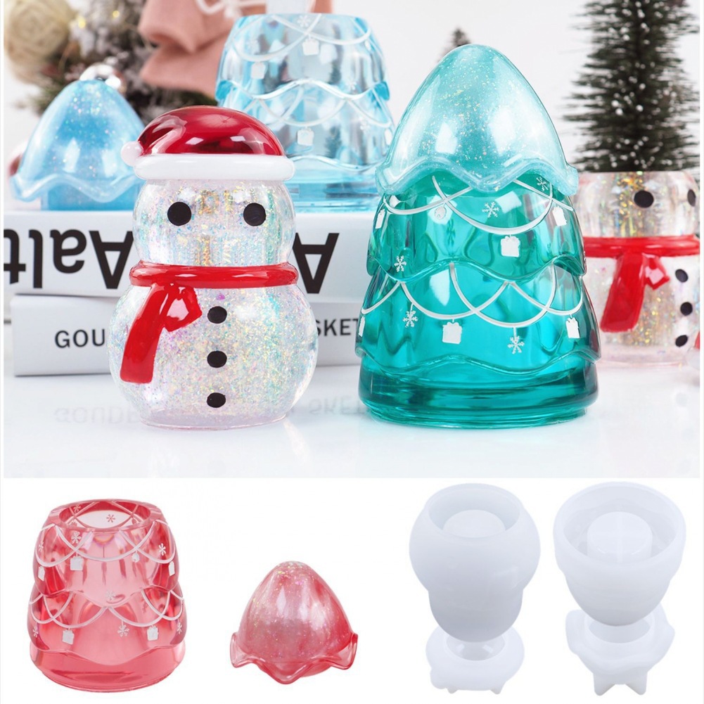 Candle Supplies Jars - エポキシ樹脂のクリスマス収納ジャー,型,雪だるま,クリスマスツリー,ジュエリー,キャンディーボックス,工芸品,キャンドル作り,家の装飾