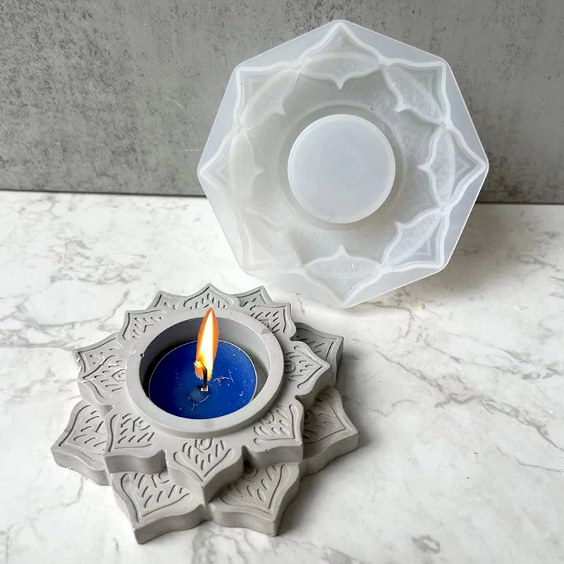 Candle Supplies Jars - コンクリートキャンドルジャーシリコーン型ラウンドロータスキャンドルホルダーセメント石膏型 DIY 手作りエポキシ樹脂燭台金型ツール