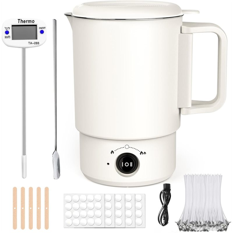 Candle Supplies Jars - A47U 電気ワックス溶解ポットキット 温度計付き 800ML ワックスメルター キャンドル作り用、初心者向けDIY作成用品