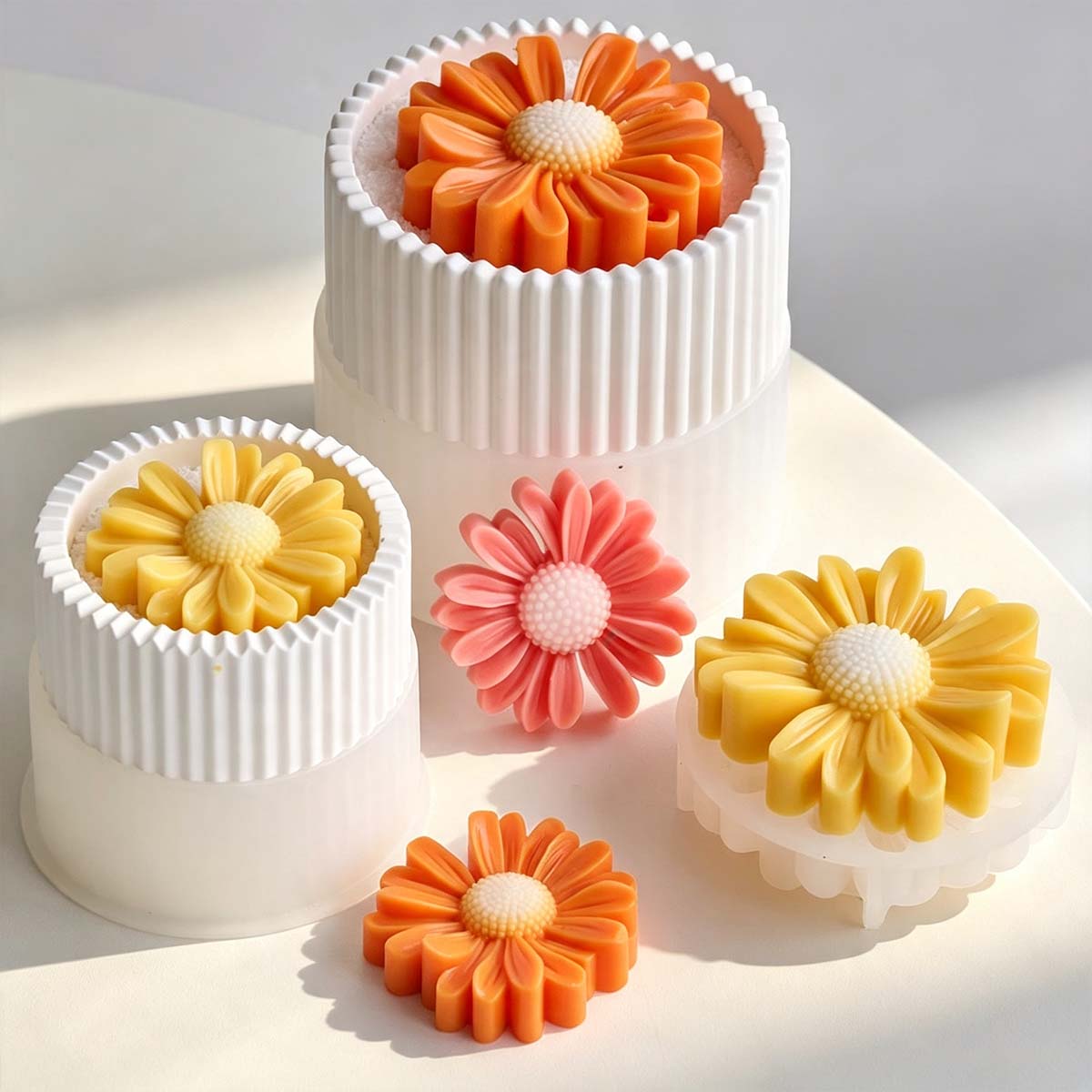 Candle Supplies Jars - 丸型ストライプキャンドルジャー用シリコンモールド DIY手作り石膏コンクリート樹脂製植木鉢収納ボックス クラフト鋳型 ホームデコレーション