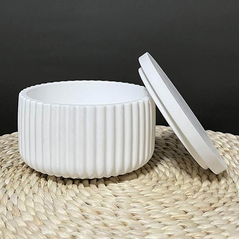 Candle Supplies Jars - DIYストライプ収納ボックスシリコンモールド 蓋付き 手作りキャンドルカップ キャンドルジャー容器 石膏工芸モールド 石膏粘土樹脂モールド