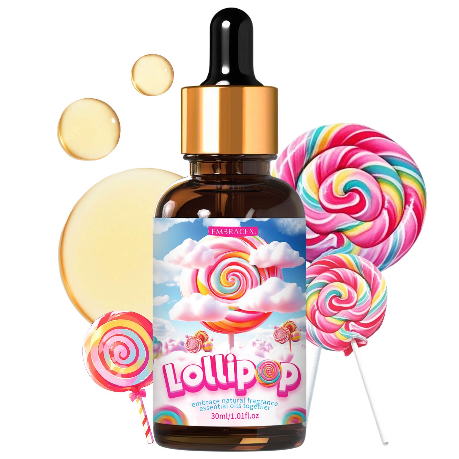 Candle Making Supplies Fragrance Oils - 30ml ロリポップエッセンシャルオイル 香り付き車用芳香剤オイル、ディフューザー、DIYプロジェクト、キャンドル作り、カーサプライ、ギフト用