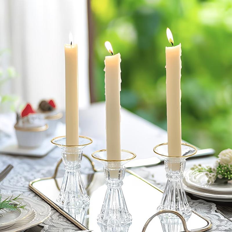 Candle Glass Supplies - ホットセール 3個セット ガラス製キャンドルホルダー ワックス滴り防止台座 転倒防止ベース ウェディングテーブルセンターピース