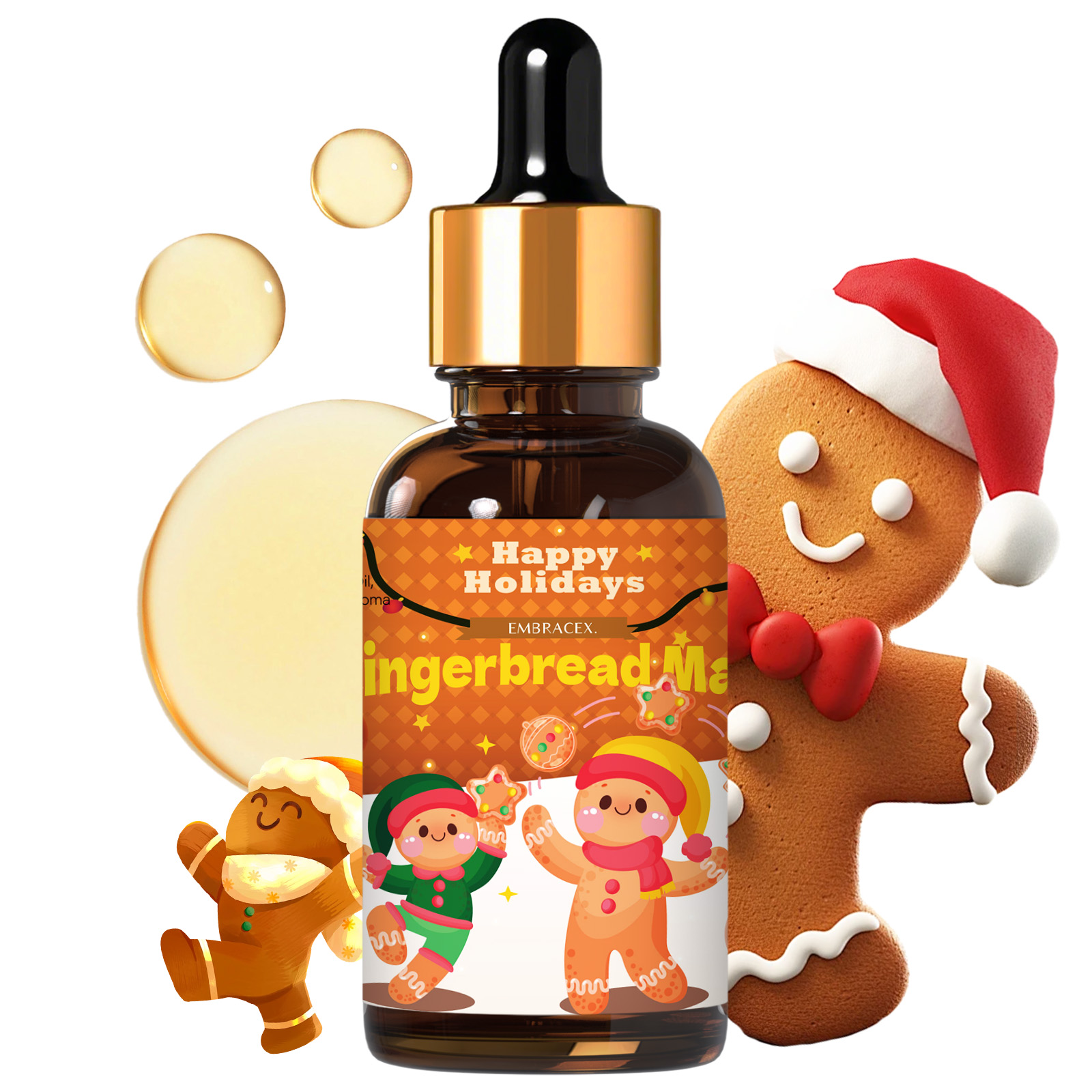 Candle Making Supplies Fragrance Oils - 30mlジンジャーブレッドマンフレグランスオイル、車用アクセサリー、友人へのキャンドル作りギフト、クリスマスの温かい香り、リードディフューザーオイル