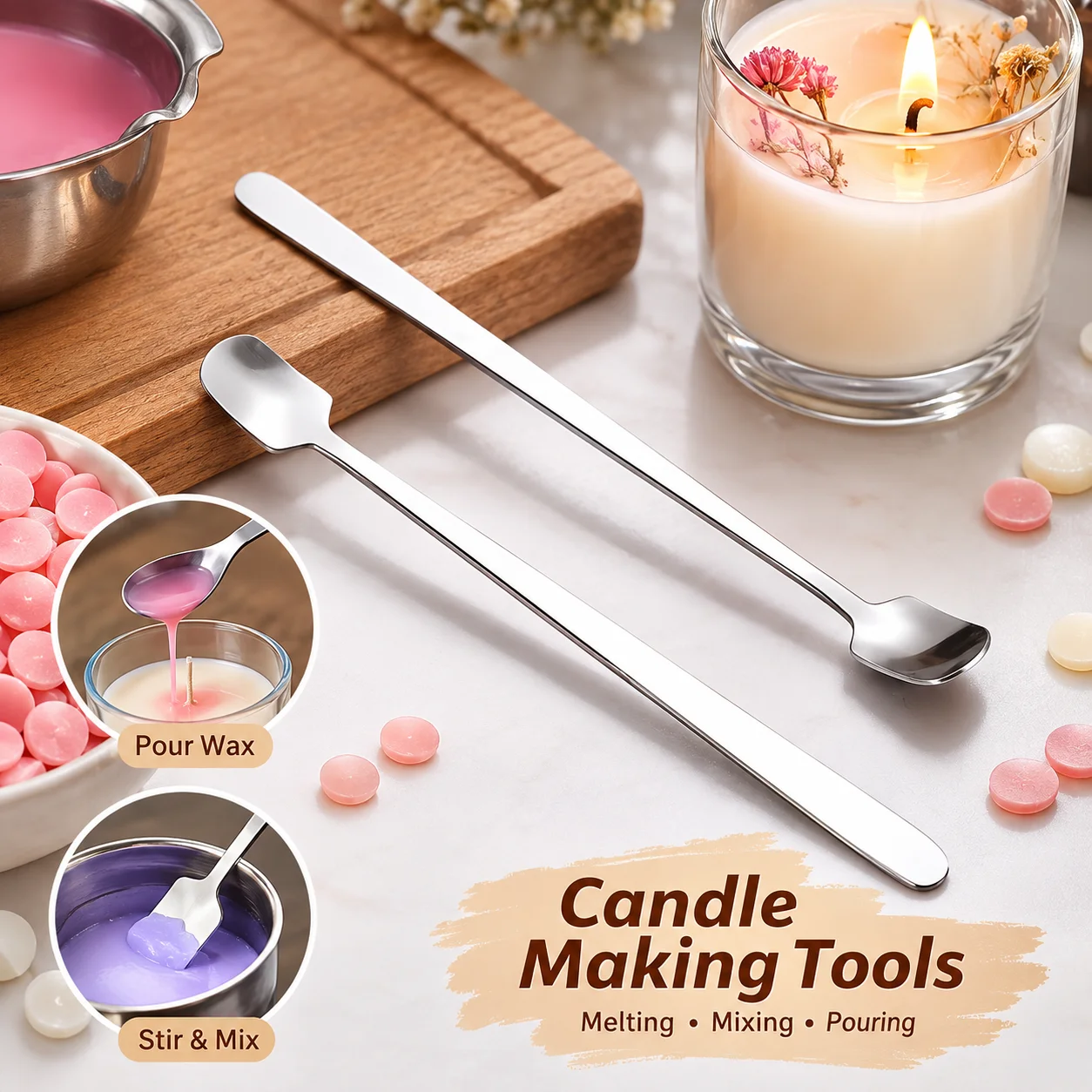 1/2個 ステンレス製キャンドル製造用スプーンセット 長柄  - Candle Supplies Bulk のレビューと価格