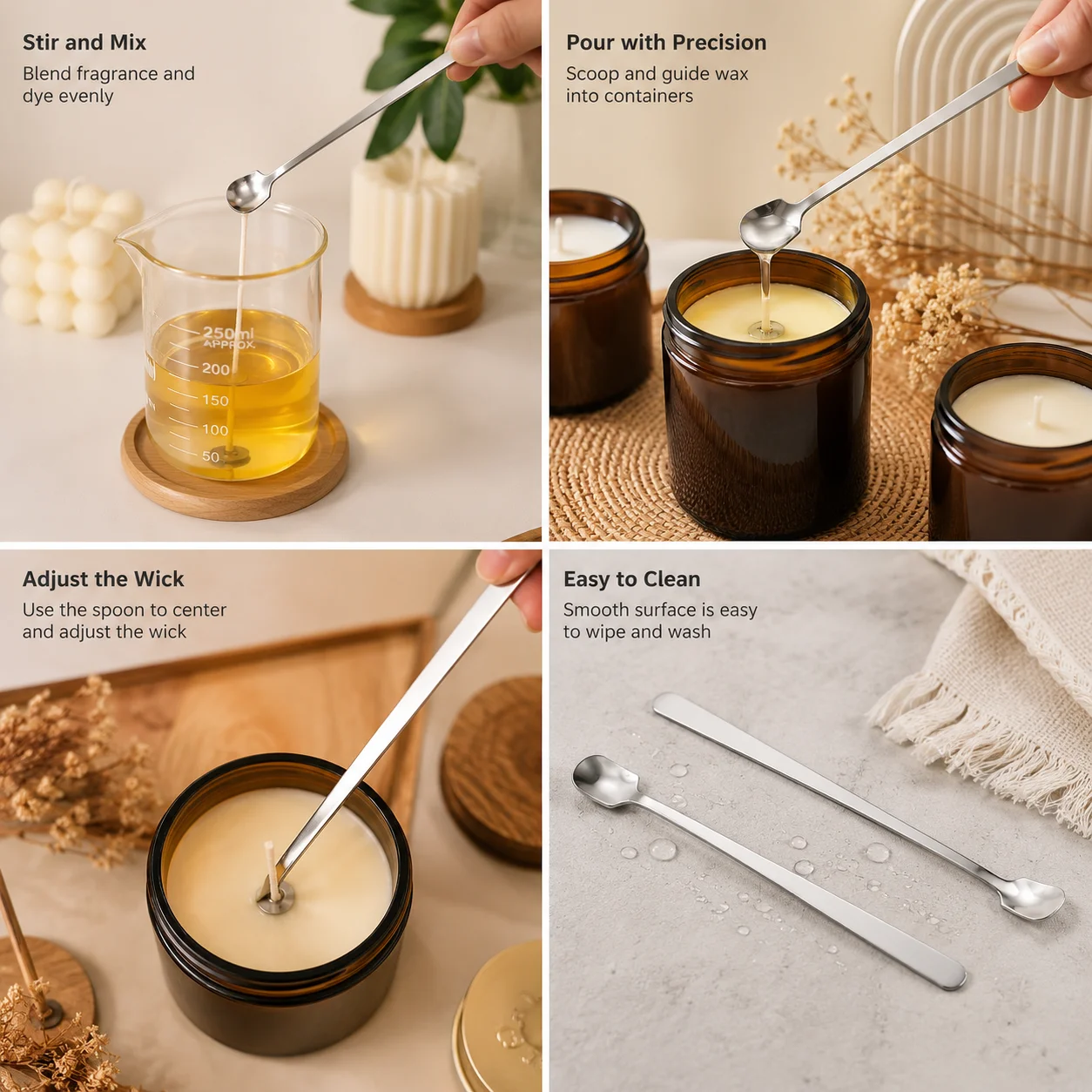 1/2個 ステンレス製キャンドル製造用スプーンセット 長柄  - Candle Supplies Bulk のレビューと価格