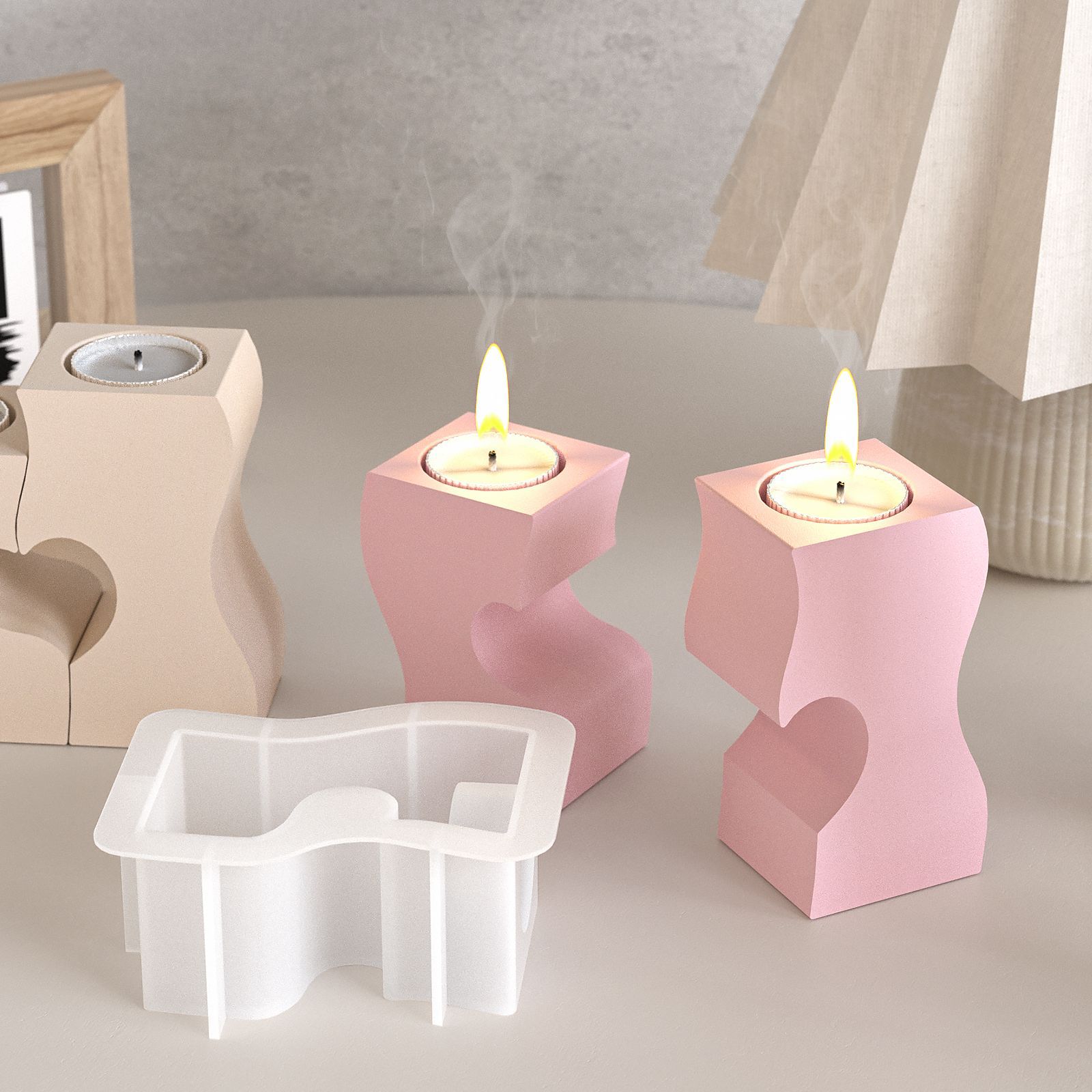 S ハート燭台シリコーン金型 DIY キャンドルホルダー石膏 - Candle Making Supplies Online のレビューと価格