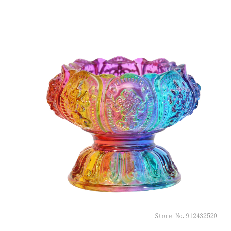 カラフルなラッキーハイフットランプホルダー、蓮のキャンドルホ - Candle Glass Supplies のレビューと価格