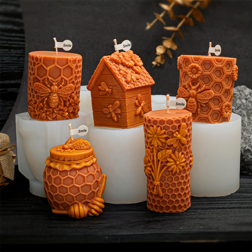 ハニカムピラーキャンドル型 蜂の巣ハニージャーシリコン型 リ - Candle Supplies Jars のレビューと価格