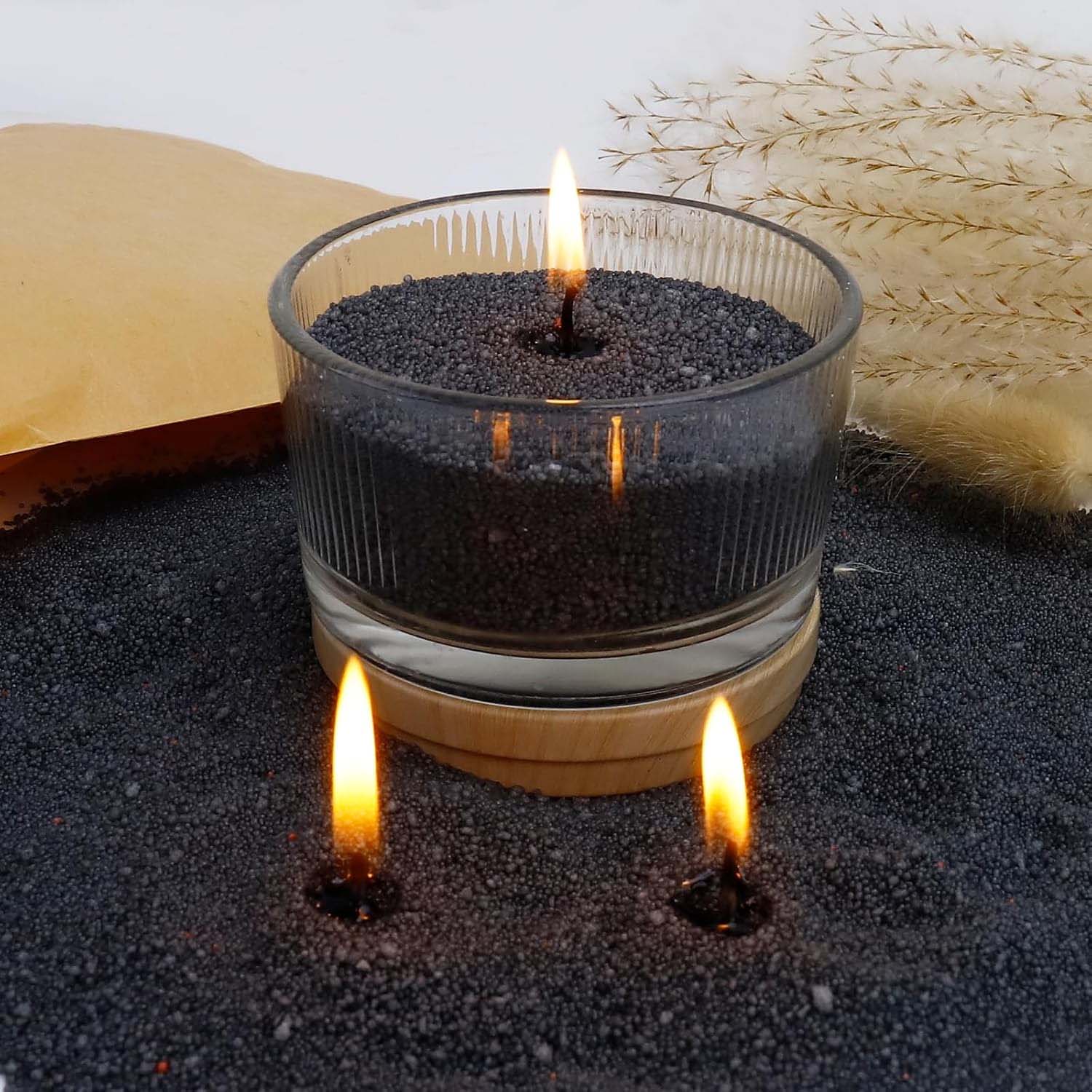 黒色のキャンドルサンド（芯付き）、200g、10個の芯付きパ - Candle Supplies Storage のレビューと価格