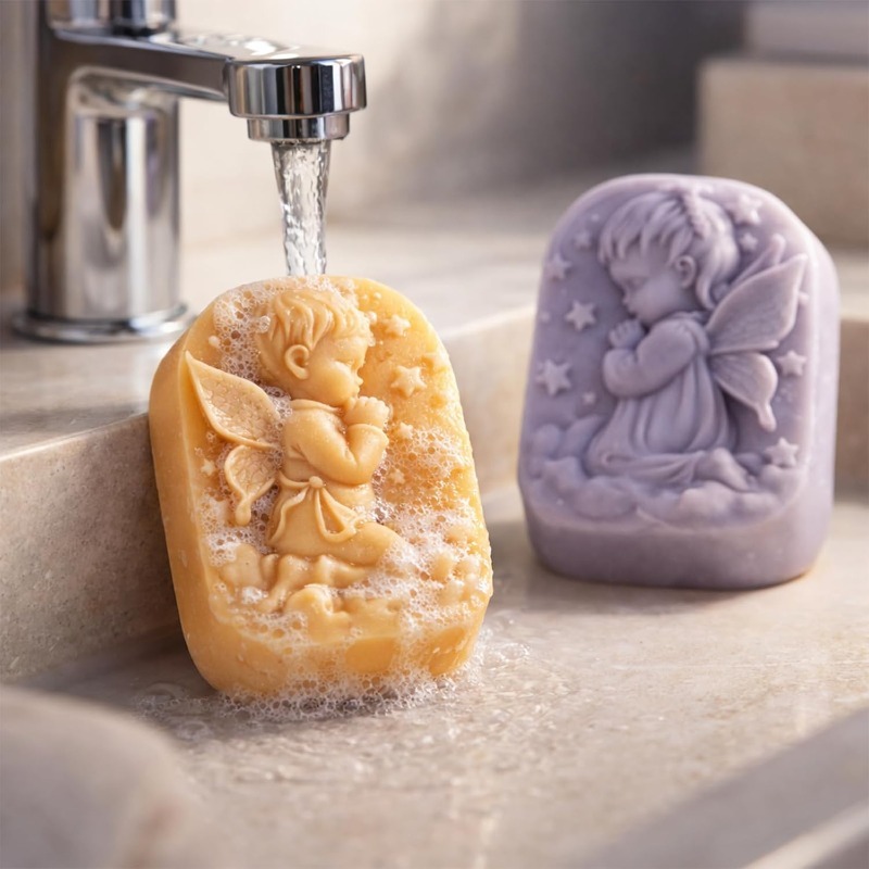 天使のシリコンモールド、石鹸作り用品、祈る妖精の赤ちゃんデザ - Candle Supplies Storage のレビューと価格