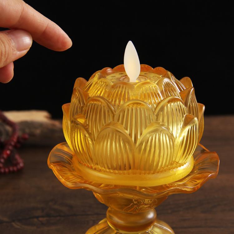 電池式カラフルガラスLED蓮ランプ、仏具ランプ、仏具ランプ、 - Candle Glass Supplies のレビューと価格